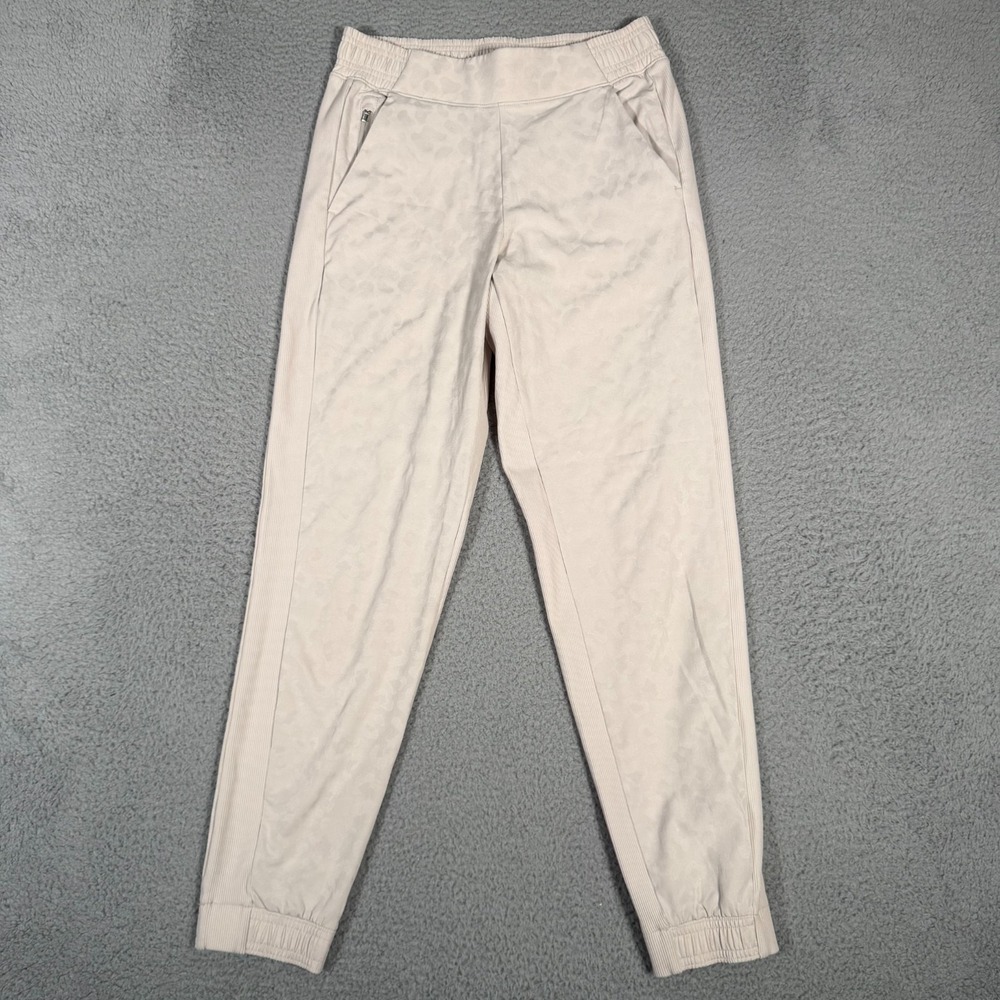 Athleta Pants Womens 4 Tan Cream Brooklyn Textured Joggers Leopard Active Gym